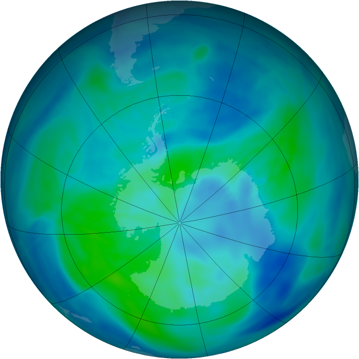 Antarctic ozone map for 18 March 2008